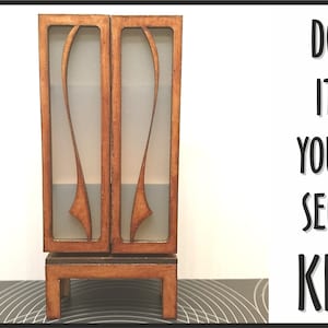DIY Art Nouveau cabinet with glass doors kit , 1/12 miniature for dollhouses