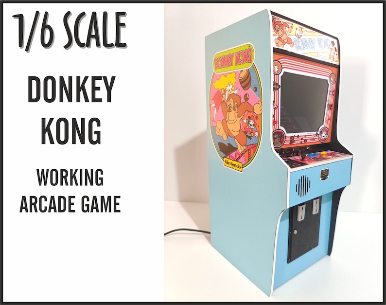 Miniature arcade machine, Donkey Kong game, 1/6 scale Playscale, New Wave Toys image 1