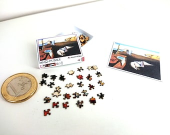 Dollhouse miniature real puzzle. It works. 80 pieces. The Persistence of Memory - Salvador Dali