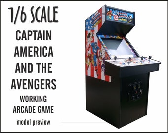 Miniature arcade machine, Captain America and the Avengers, 1/6 scale (Playscale).