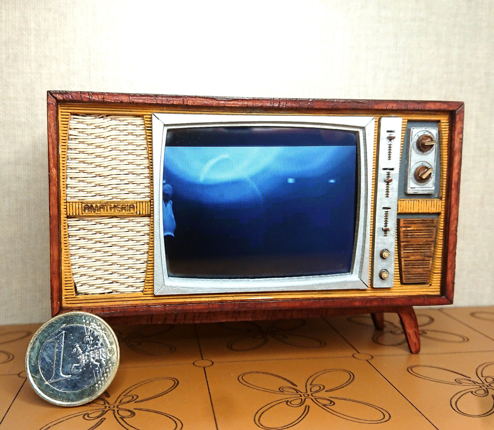Dollhouse Miniature Working Vintage Mid Century TV 1/12 Etsy