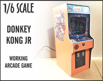 Miniature arcade machine, Donkey Kong Jr game, 1/6 scale