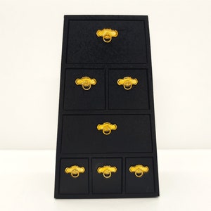 Oriental furniture, Chinese black drawer with removable drawers, 1/12 miniature for dollhouses