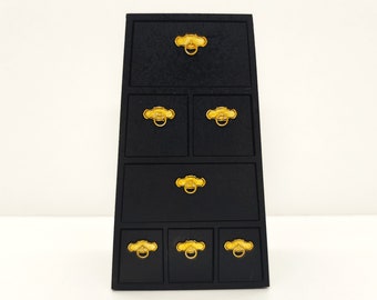 Oriental furniture, Chinese black drawer with removable drawers, 1/12 miniature for dollhouses