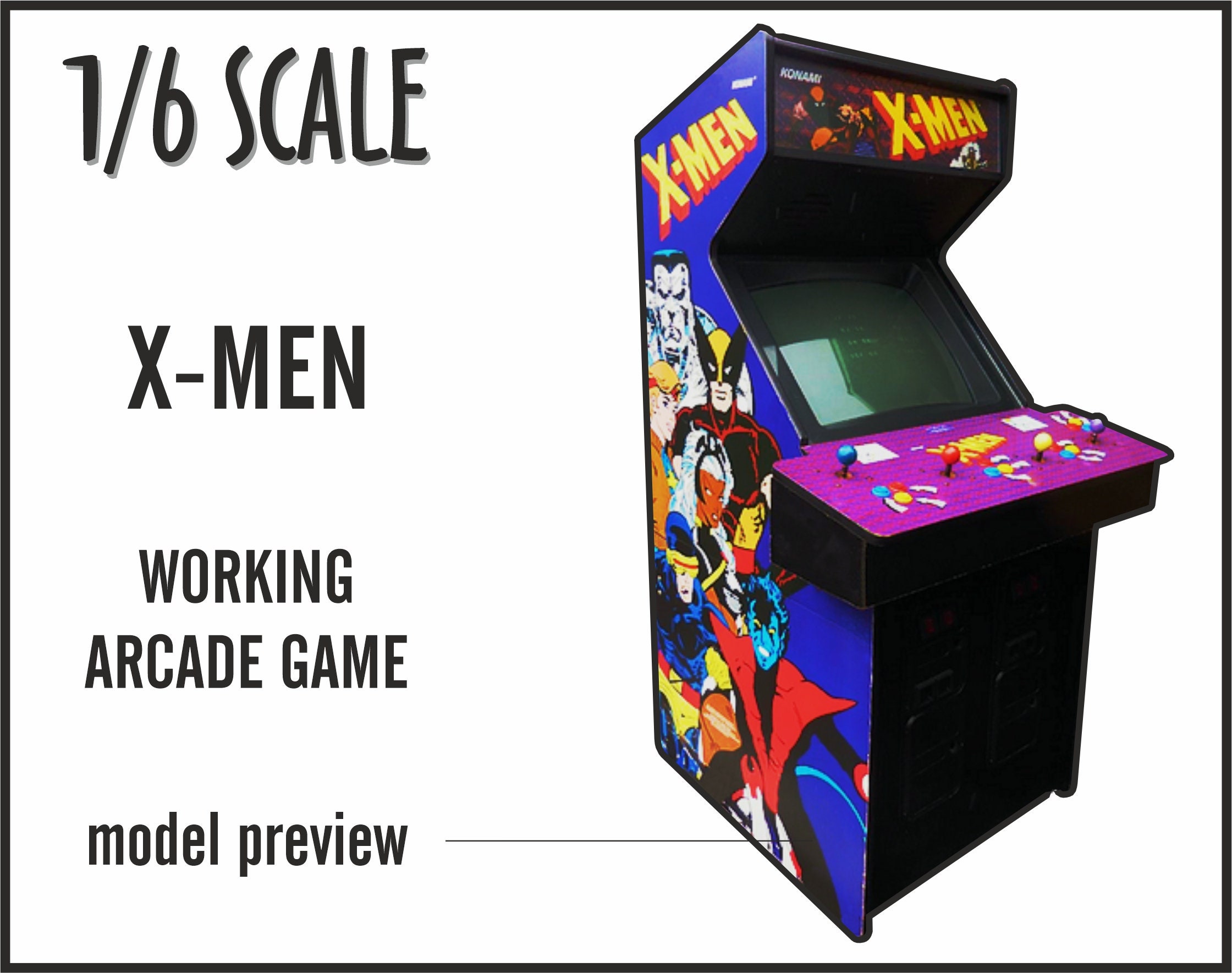 Double Dragon 1/12 Scale Arcade Cabinet Miniature Dollhouse 