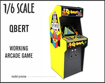 Miniature QBert arcade machine, 1/6 scale, playscale (Blythe, Barbie).