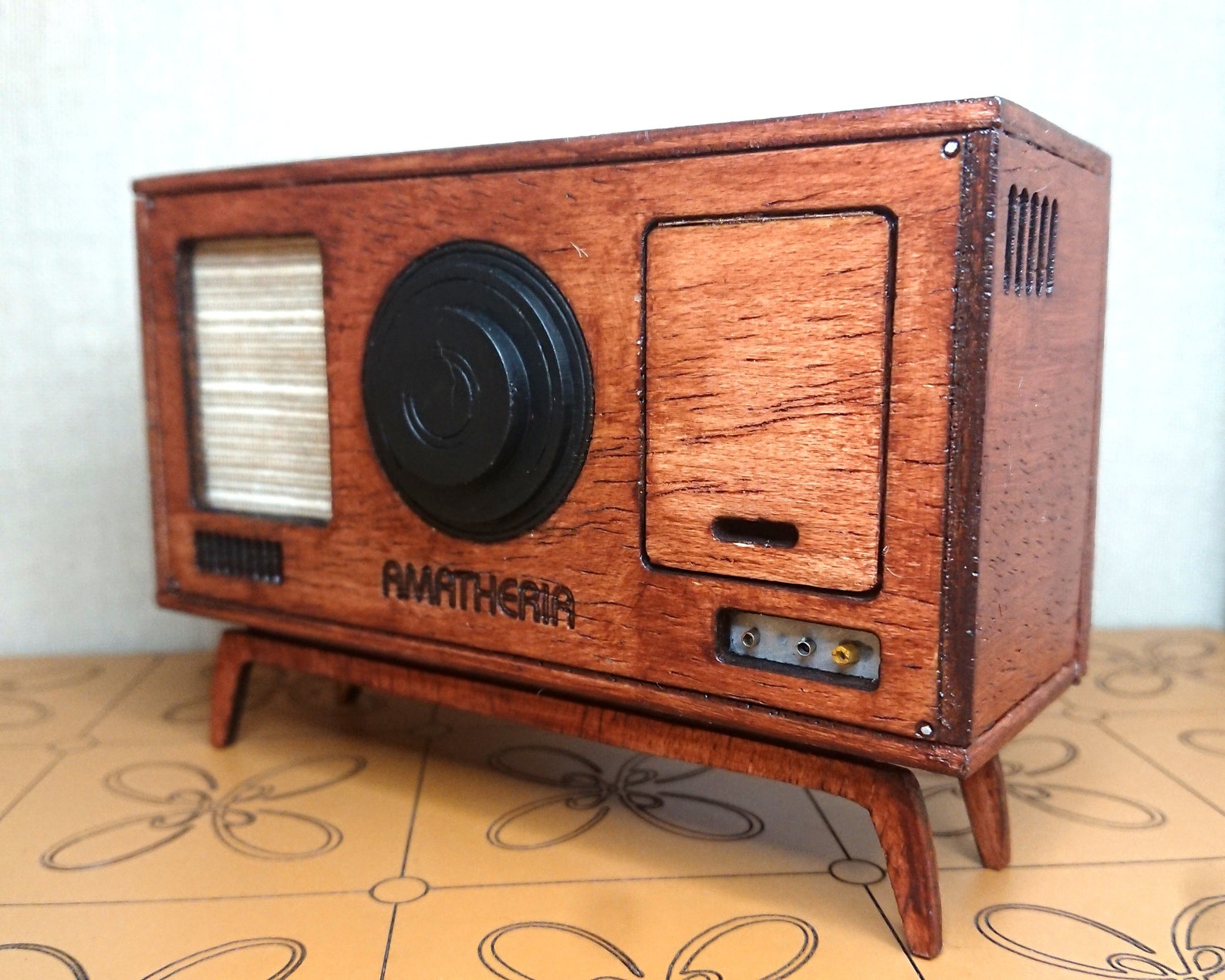 Dollhouse Miniature Working Vintage Mid Century TV 1/12 Etsy