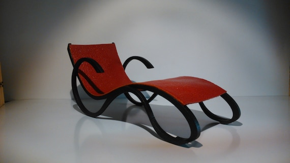 Art Nouveau Style Red Pu Leather Chaise Longue 1 12 Miniature Etsy