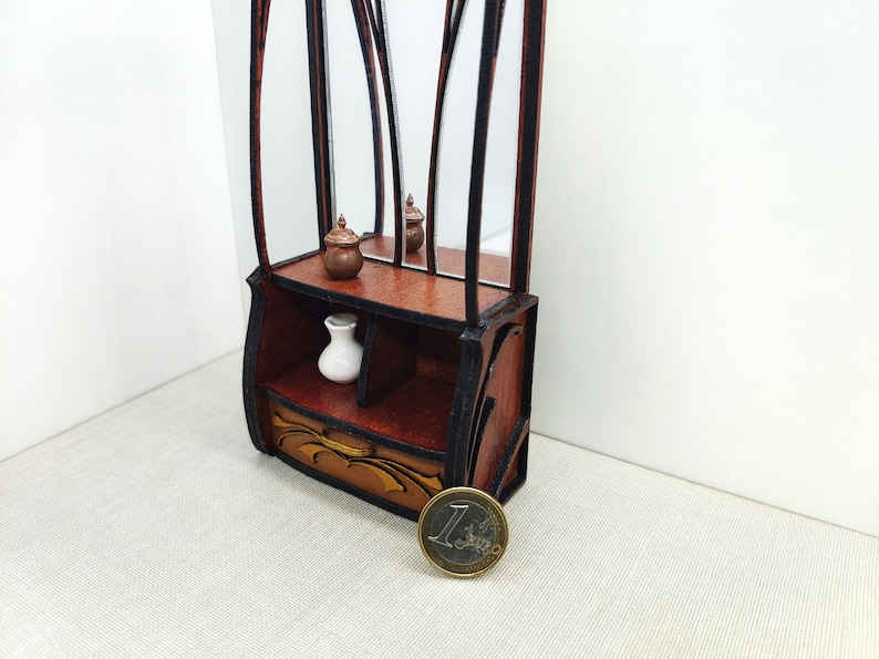 Art Nouveau mahogany vanity, 1/12 miniature for dollhouses image 2