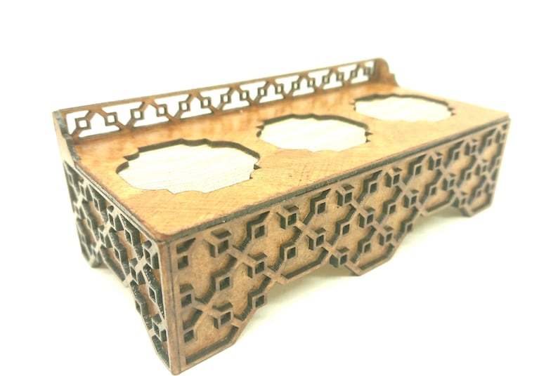 DIY kit, Moroccan furniture, low sofa with engraved motifs. Miniature 1/12 scale for dollhouses image 3