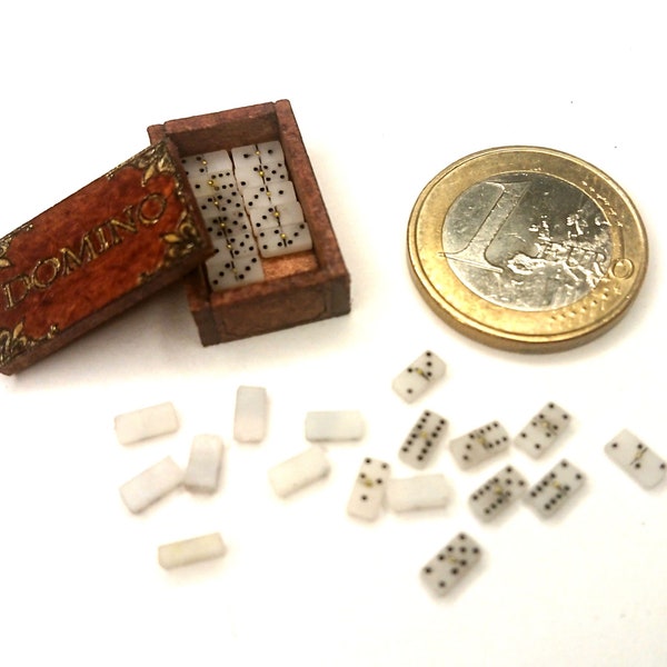 Miniature domino game. 1/12 scale for dollhouses and roomboxes.