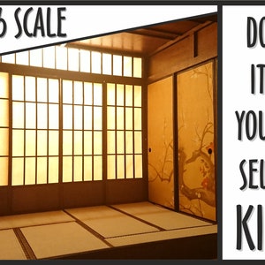 May include: A 1/6 scale DIY kit of a Japanese-style room. The room features paper screen windows, tatami mats, and sliding doors with floral artwork. The text "Do It Yourself Kit" is displayed on the right side of the image.
