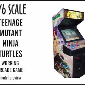 Miniature arcade machine, Teenage Mutant Ninja Turtles game, 1/6 scale