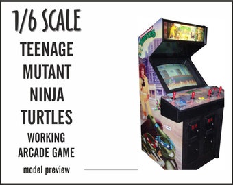 Miniature arcade machine, Teenage Mutant Ninja Turtles game, 1/6 scale