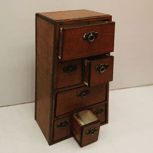 Oriental furniture, Chinese drawer with removable drawers, 1/12 miniature for dollhouses