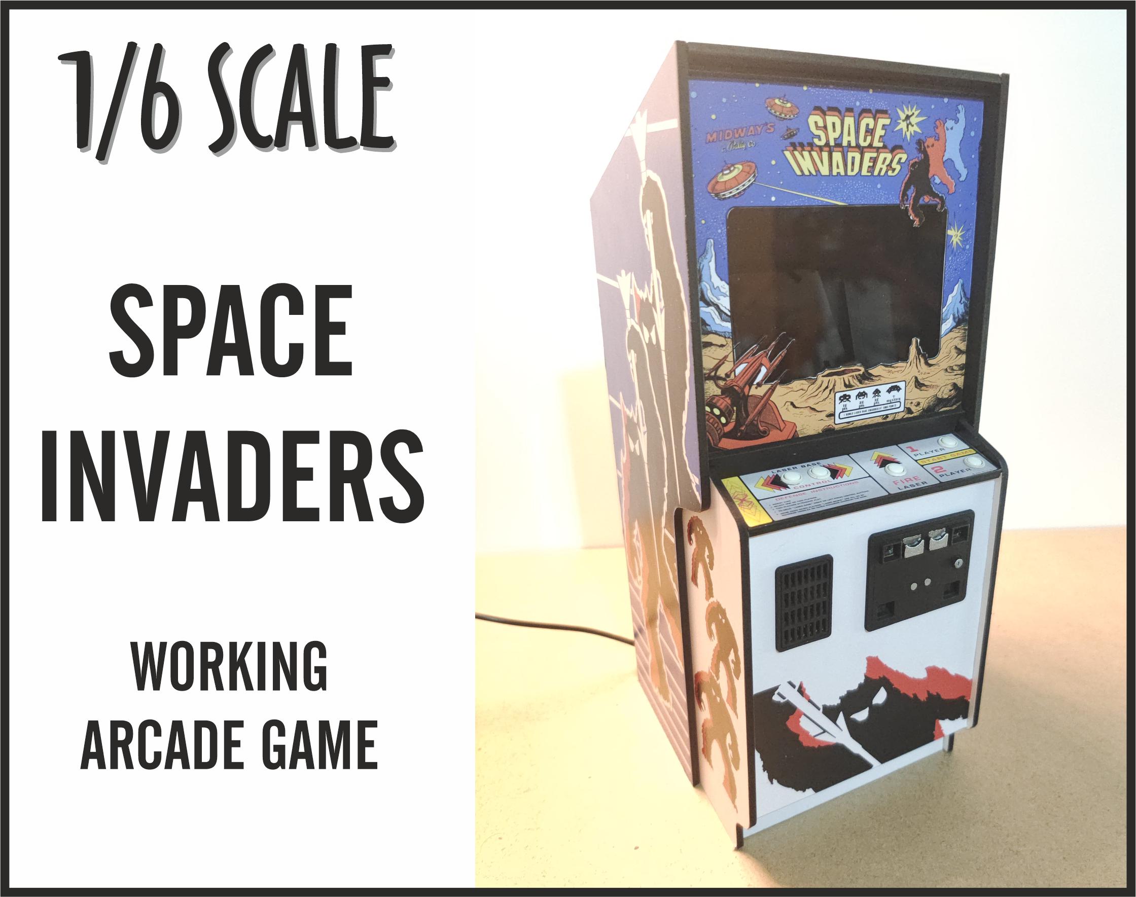Miniatur Arcade Automat, Space Invaders Spiel, 1:6 (Playscale, New Wave Toys)