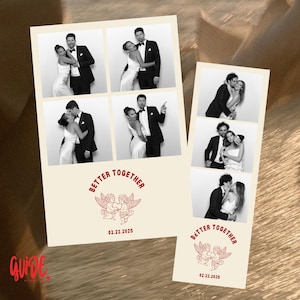Photo Booth Wedding Strip template 2x6 and 4x6.  Modern Valentine, Editable, Instant Download, Canva Template, Photo Booth Digital Template