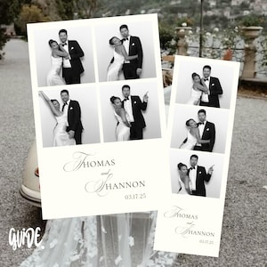 Photo Booth Wedding Strip template 2x6 and 4x6. Modern Minimalist, Editable, Instant Download, Canva Template, Photo Booth Digital Template