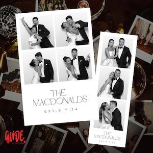 Photo Booth Wedding Strip template 2x6 and 4x6. Modern Minimalist, Editable, Instant Download, Canva Template, Photo Booth Digital Template