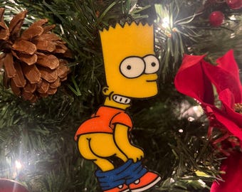 Bart Simpson Mooning Ornament | Christmas | Funny | Meme | Detailed