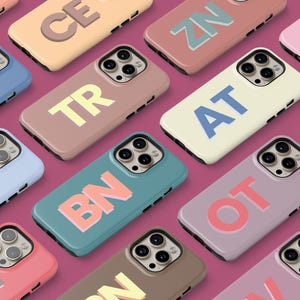 Gepersonaliseerde groot telefoonhoesje met initiaal voor iPhone 16 15 14 13 12 11 Pro Max, Samsung Galaxy S23 Ultra aangepast hoesje, iPhone 8+, Pixel 8 7 6