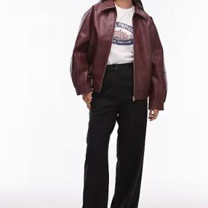 Blouson en cuir bordeaux luxueux pour femme de style aviateur Blouson en cuir véritable souple de haute qualité, manteau en cuir rétro, parfait pour toutes les saisons