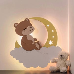LED Kids Night Light | Soft Glow Wall Lamp for Baby Room | Moon & Cloud Nursery Decor | Sleep Aid for Toddlers