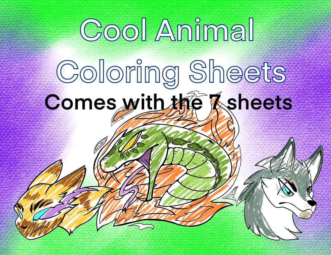 Cool Animal Coloring Sheets for Older Kids/teens - Etsy