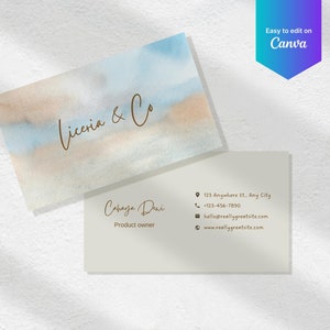 Szablon wizytówki ze zdjęciem, Canva, Minimalistyczne wizytówki, Elegancka wizytówka, Kaligrafia, Edytowalna wizytówka, Drukowana wizytówka