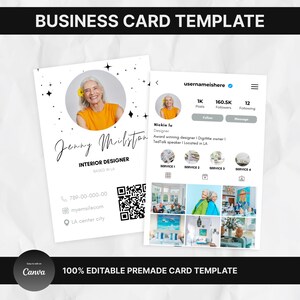 Carte de visite Instagram 2024, carte de visite IG, carte de visite IG architecte d'intérieur, carte de visite code QR, cartes de visite Instagram