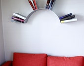 Sun Wall Decorative Bookshelf - Functional Artistic Floating Shelf - Handmade Textured Aluminum Wall Decor