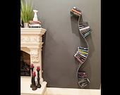 Vertical Curve Decorative Bookshelf (Large) - Functional Artistic Floating Shelf - Handmade Textured Aluminum Wall Decor