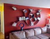 Trailing Spiral Decorative Bookshelf - Functional Artistic Floating Shelf - Handmade Textured Aluminum Wall Decor