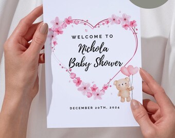 Baby girl showering digital card invitation