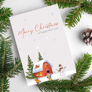 Druckbare minimalistische frohe Weihnachten Grußbild, sofortiger Download, druckbare Feiertagsgrüße, festliche Karte für Familie und Freunde.