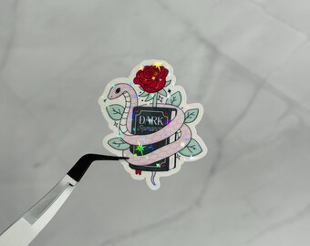 Dark Romance Book Holographic Sticker, Snake & Rose Sticker, Book Lover Decal