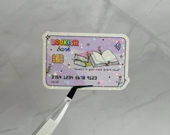 Bookish Bank Card Holographic Sticker, Reader  Sticker, Book Lover Decal, Unlimited Books