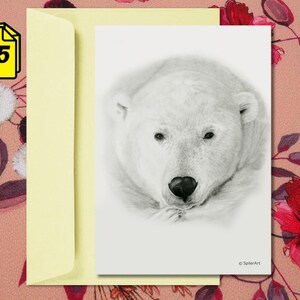 Carte A5 (2 volets) + enveloppe - Portraits d'animaux en voie de disparition - Ours polaire