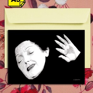 Carte A5 (2 volets) + enveloppe - Portraits en pointillisme - "Édith Piaf"