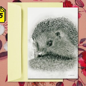 Carte A5 (2 volets) + enveloppe - Portraits d'animaux en voie de disparition - Hérisson