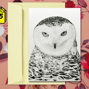 Carte A5 (2 volets) + enveloppe - Portraits d'animaux en voie de disparition - Harfang des neiges
