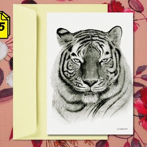Carte A5 (2 volets) + enveloppe - Portraits d'animaux en voie de disparition - Tigre