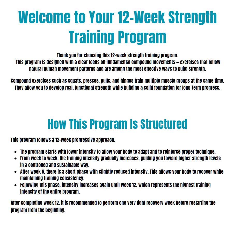 12-week Strength Training Program – Compound Movements Focus (PDF ...