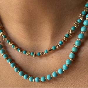 Turquoise Beaded Choker Necklace: Handmade Gemstone Boho Jewelry