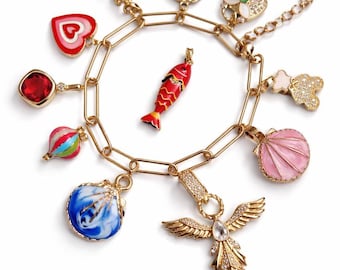 Pulsera con dijes personalizados, regalo de joyería de latón personalizado