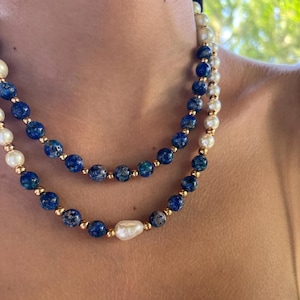 Gemstone Jewelry For Birthday Gift,Lapis Lazuli Necklace,Beaded Necklace,Gift For Her,Anniversary Gift,Gemstone Necklace,Choker Necklace