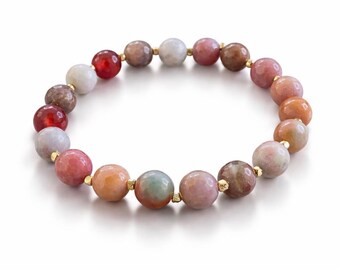 Pulsera para hombre, piedra preciosa de ágata, joyería bohemia de piedra natural