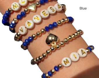 Personalized Crystal Beaded Name Bracelet: Dainty Initial Keepsake