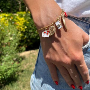 Personalized Gold Charm Bracelet: Vintage-Inspired Brass Jewelry
