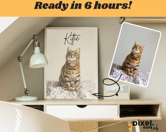 Customized digital pet portraits from pictures, personalized wall art for memorials, and unique paintings